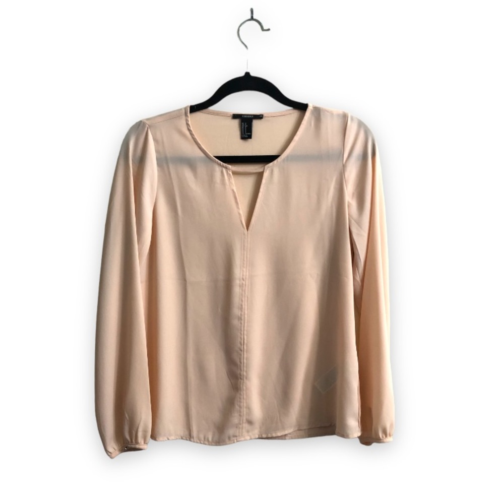 Forever 21 Blush Pink Long Sleeve Chiffon Blouse
